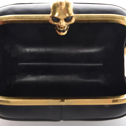 Alexander McQueen Lambskin Pleated Skull Box Clutch Black 7 of 10