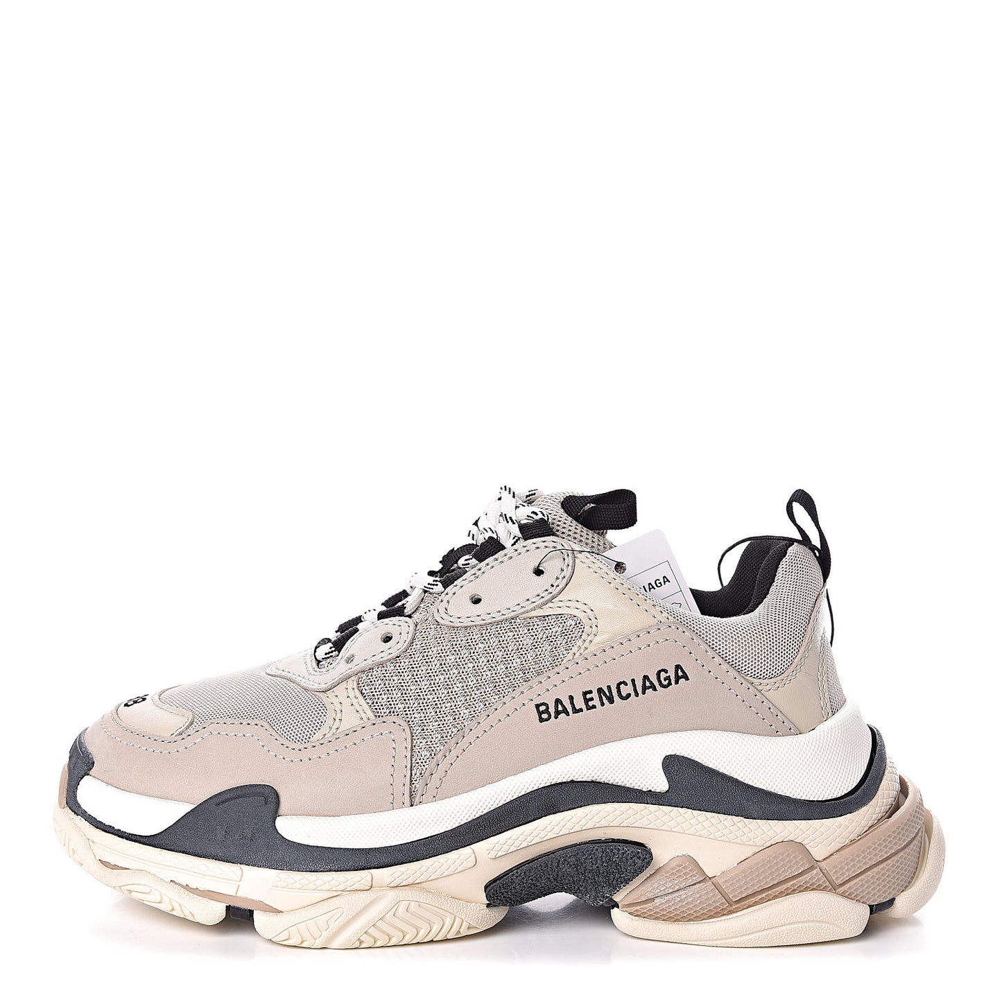 Fabric Mesh Womens Triple S Sneakers 38 Beige Black