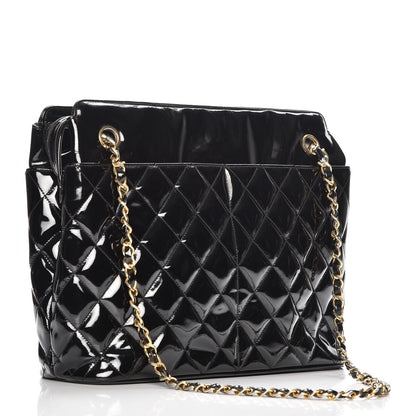 Chanel Patent Quilted Shoulder Bag Black 3 of 11