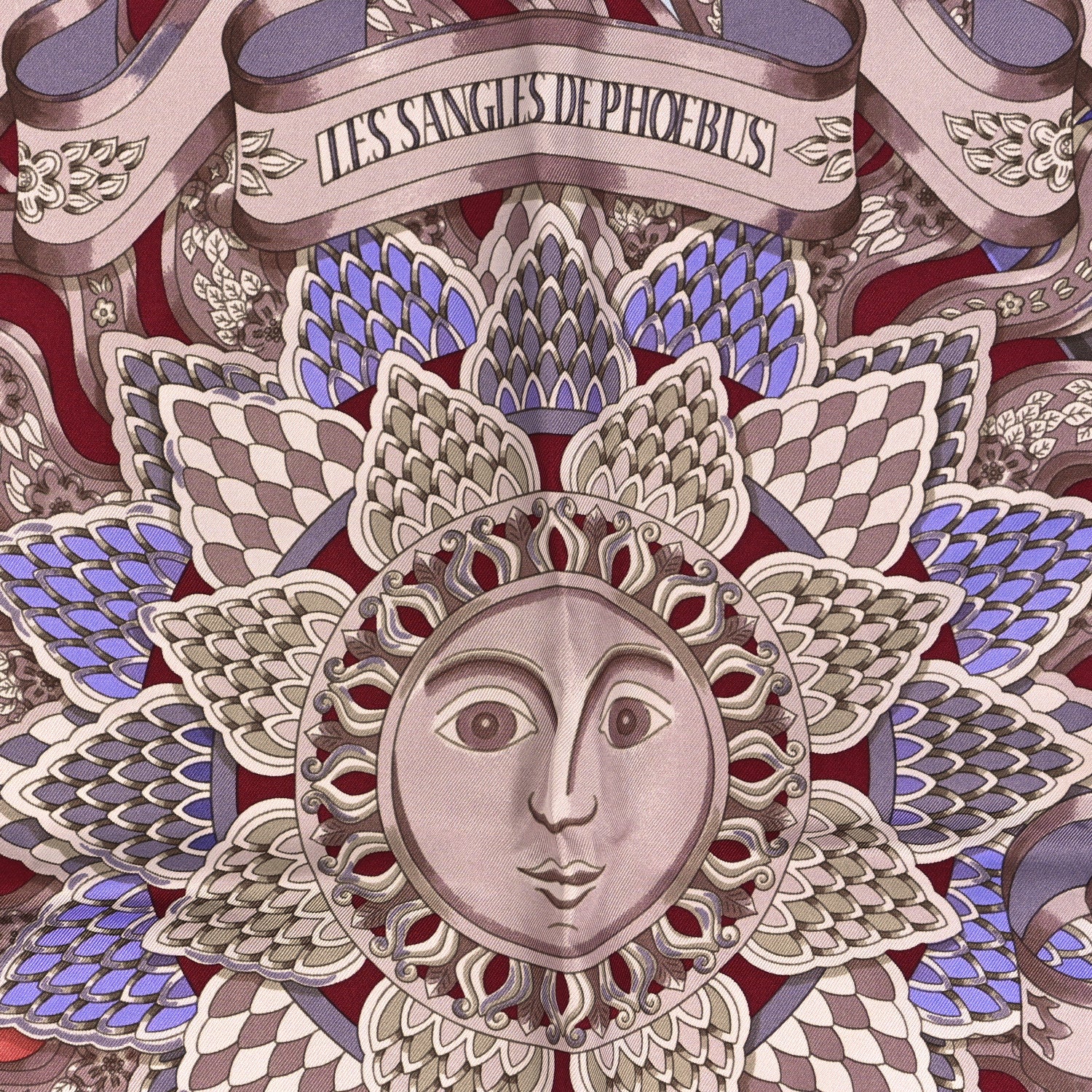 Hermes Silk Les Sangles De Phoebus Scarf 90 Ciel Mauve Grenat 4 of 4