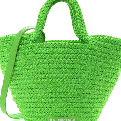Balenciaga Nylon Lambskin Woven Mini Ibiza Basket With Strap Acid Green 8 of 10