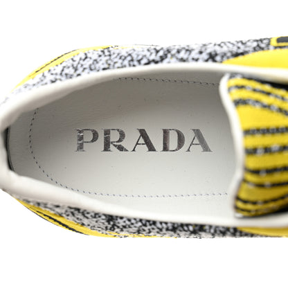 Prada Sport Knit Fabric Mens Logo Running Sneakers 9 Black Giallo 6 of 11