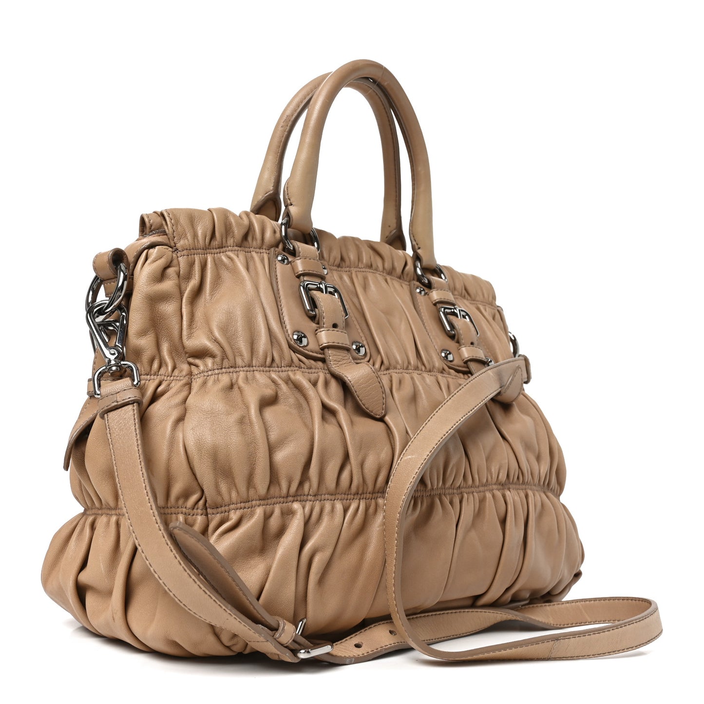Nappa Gaufre Shopping Satchel Visone