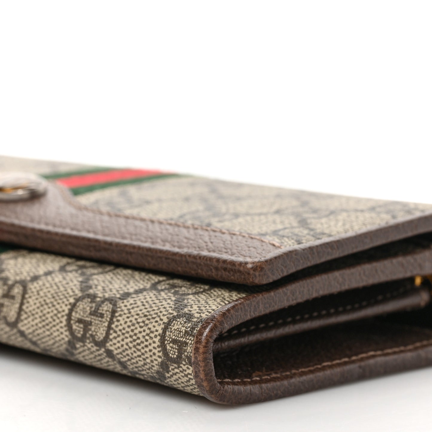 GG Supreme Monogram Web Ophidia Wallet On Chain Brown