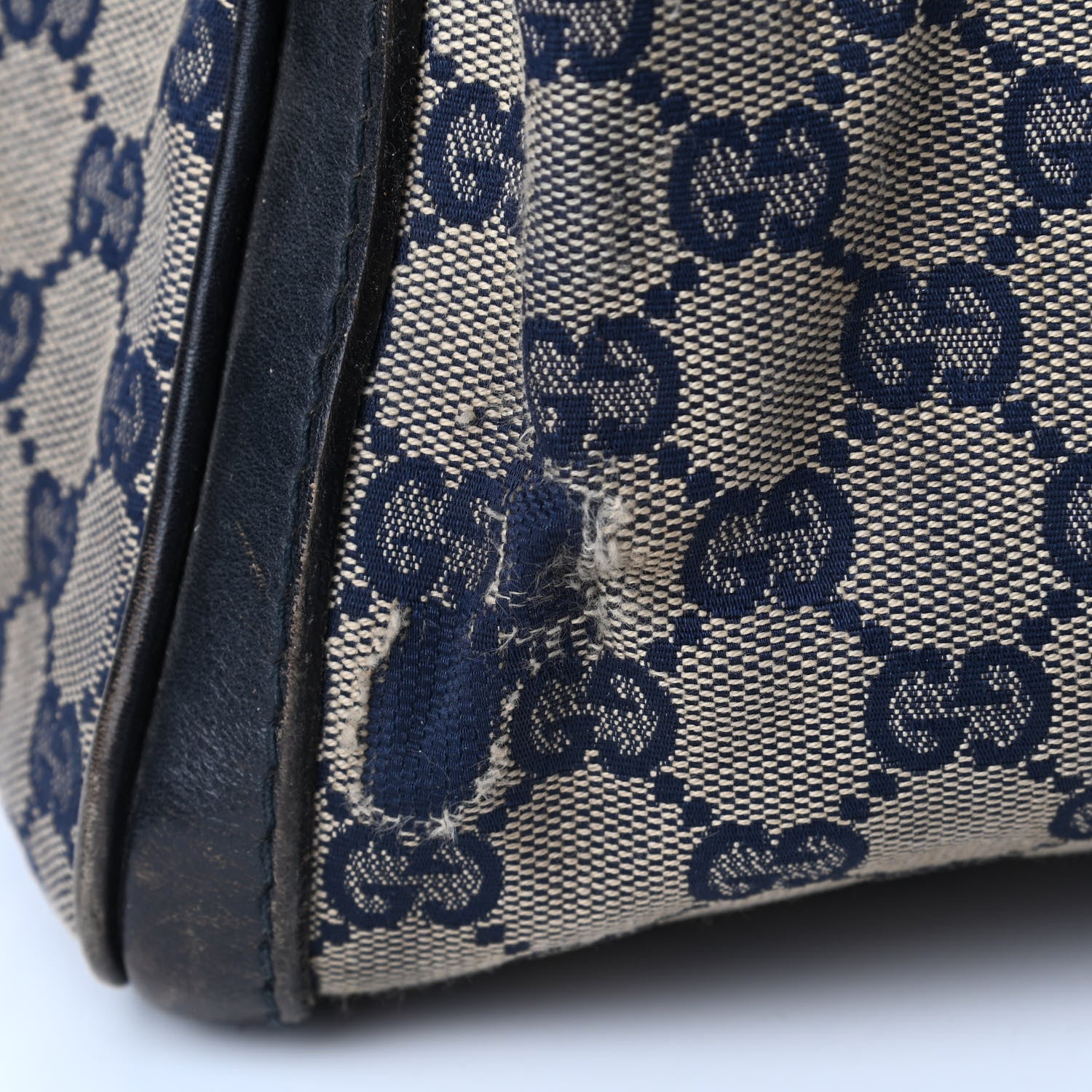 Gucci Monogram Selleria Calfskin Vintage Web Medium Boston Beige Blue 5 of 12