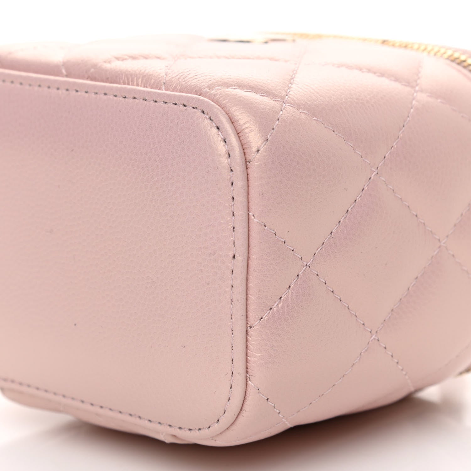 Chanel Iridescent Caviar Quilted Mini Pearl On Top Vanity Case With Chain Light Pink 11 of 11