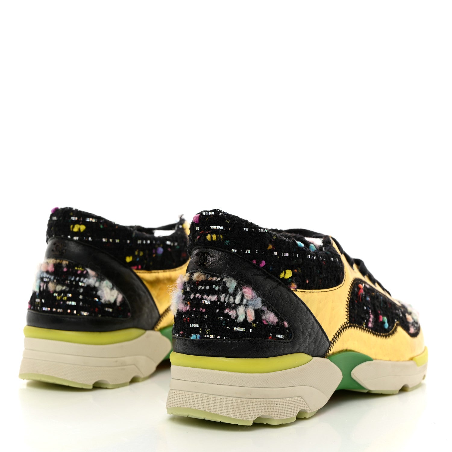 Chanel Tweed Lambskin Runway Sneakers 36 Black Multicolor 4 of 8
