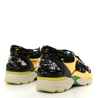 Chanel Tweed Lambskin Runway Sneakers 36 Black Multicolor 4 of 8