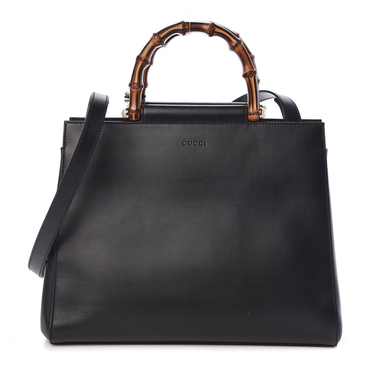 Nappa Bamboo Medium Nymphaea Top Handle Bag Black