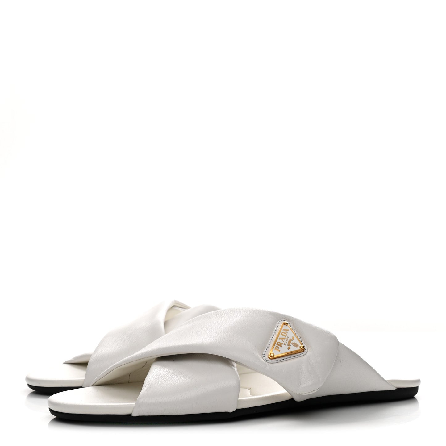Nappa Logo Strap Slide Sandals 38 White