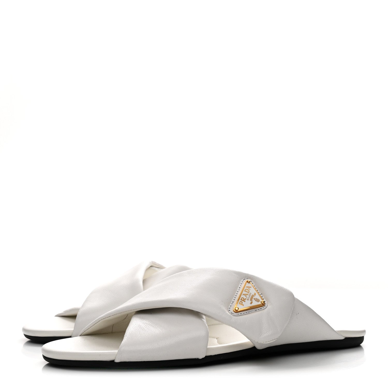 Prada Nappa Logo Strap Slide Sandals 38 White 4 of 10