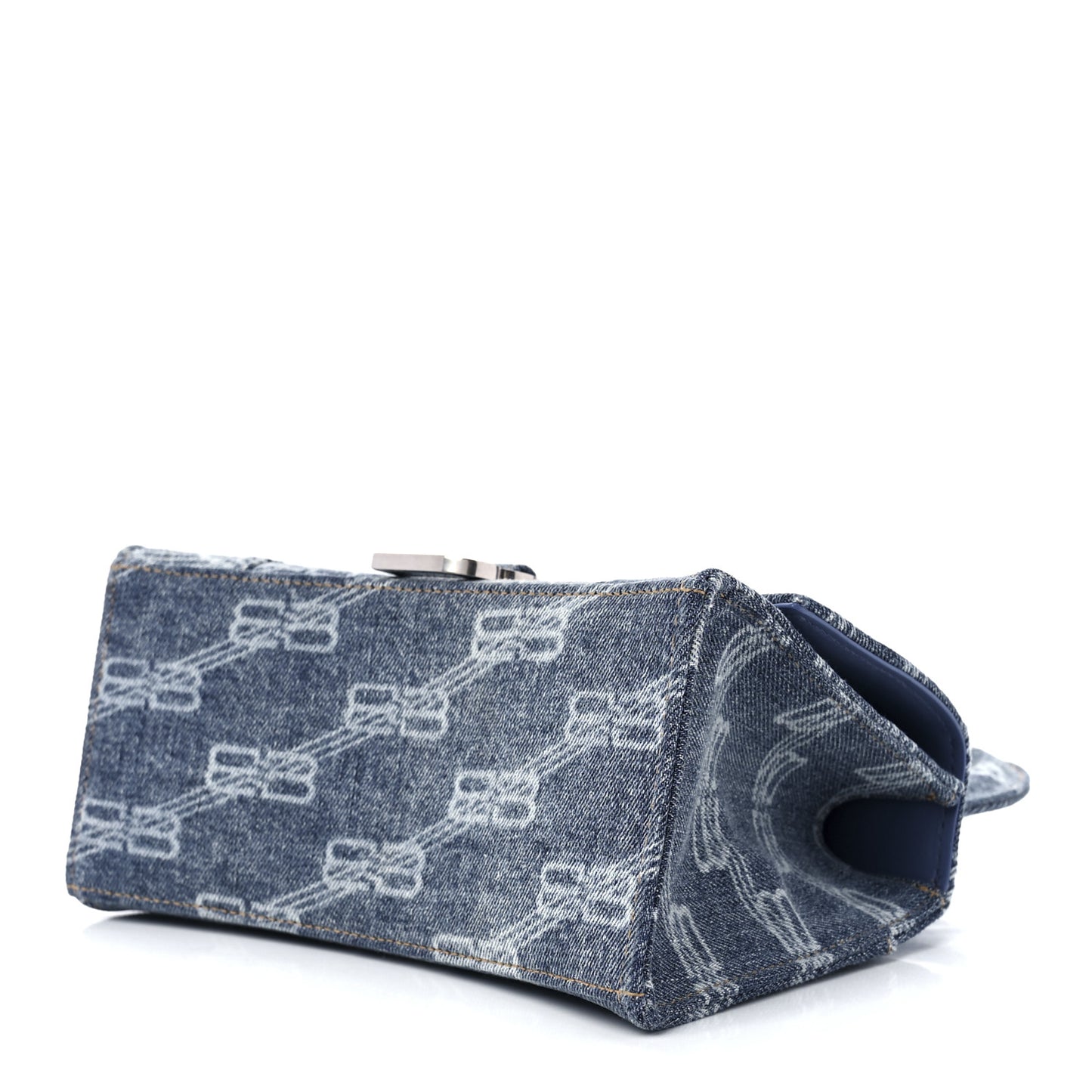 Denim BB Monogram Small Hourglass Top Handle Bag Blue