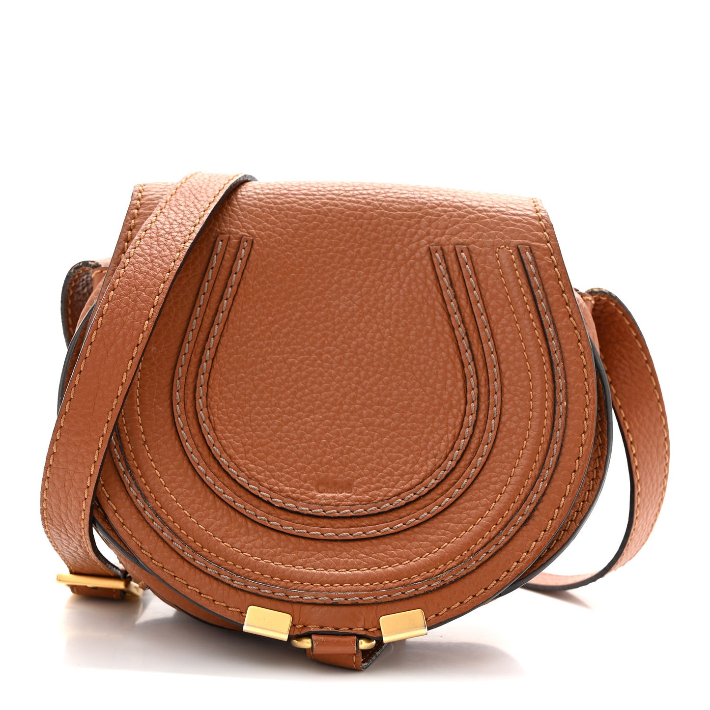 Calfskin Mini Marcie Round Crossbody Bag Tan