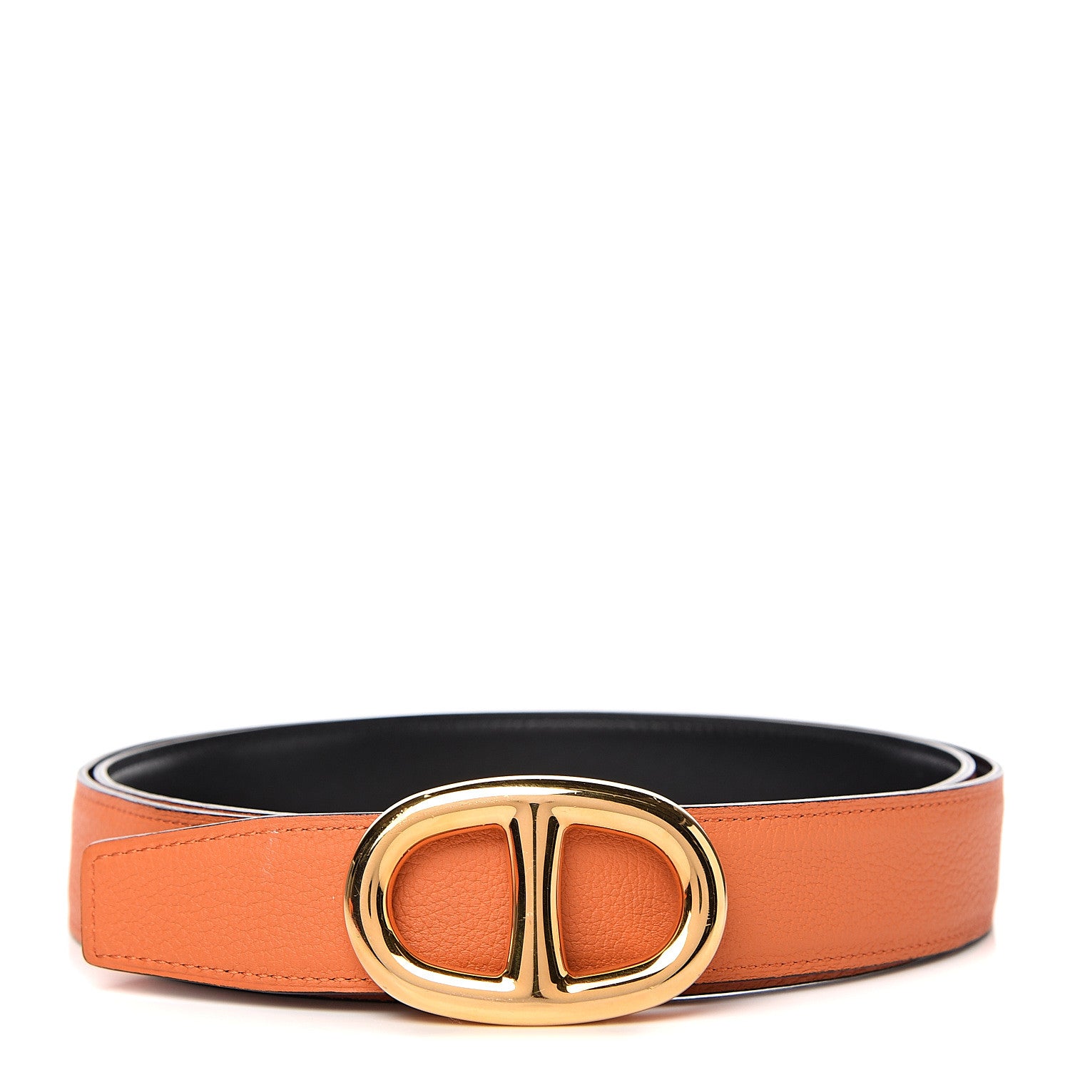 Hermes Box Togo Chaine D'Ancre Belt 110 Orange Black 1 of 6