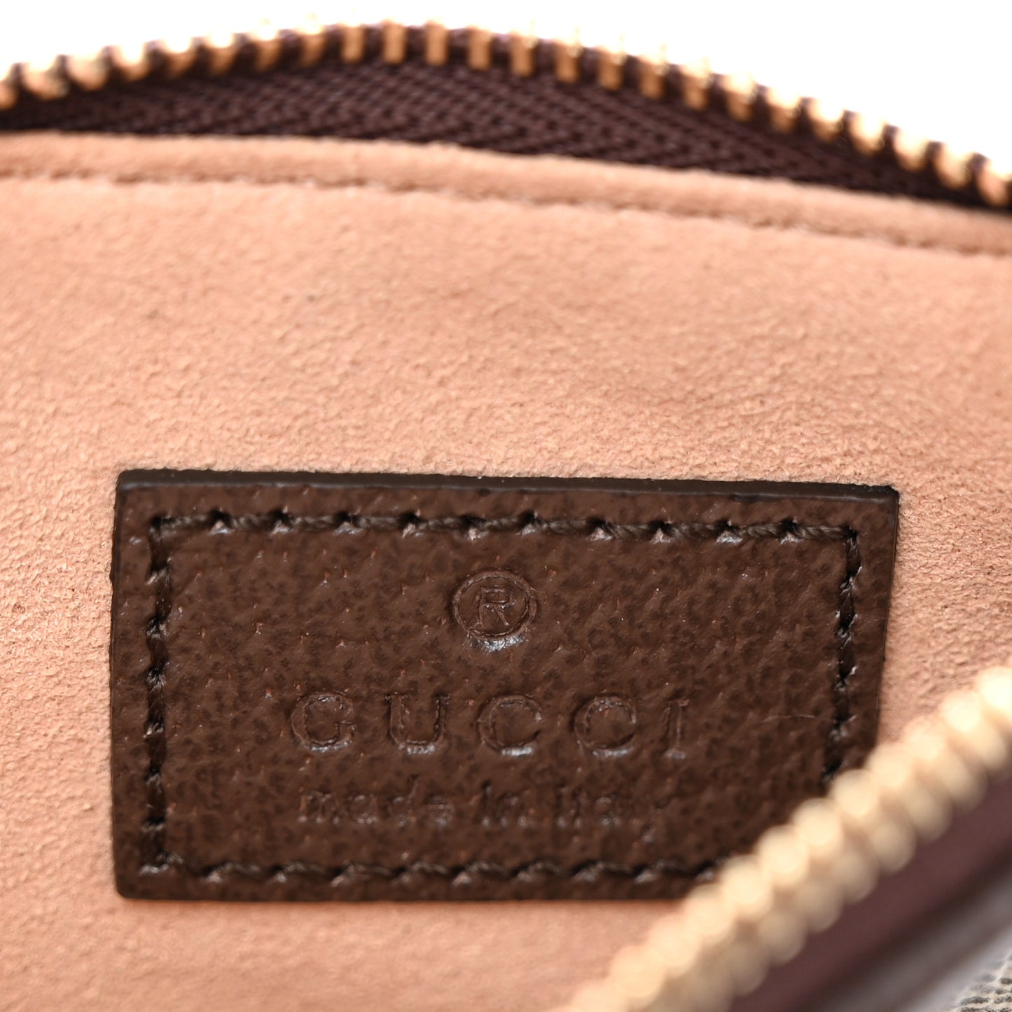 GG Supreme Monogram Web Ophidia Zip Card Case Brown