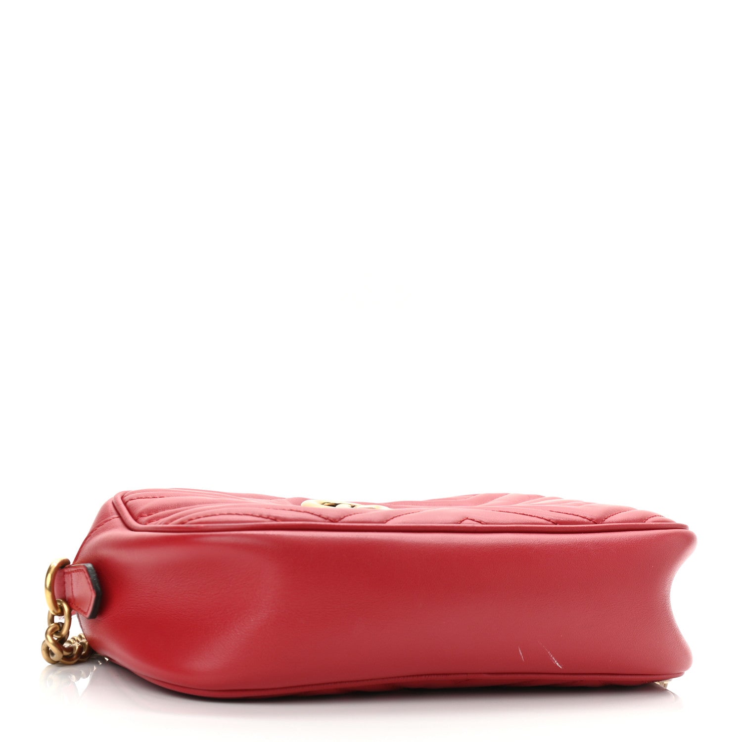 Gucci Calfskin Matelasse Small GG Marmont Chain Shoulder Bag Hibiscus Red 4 of 13