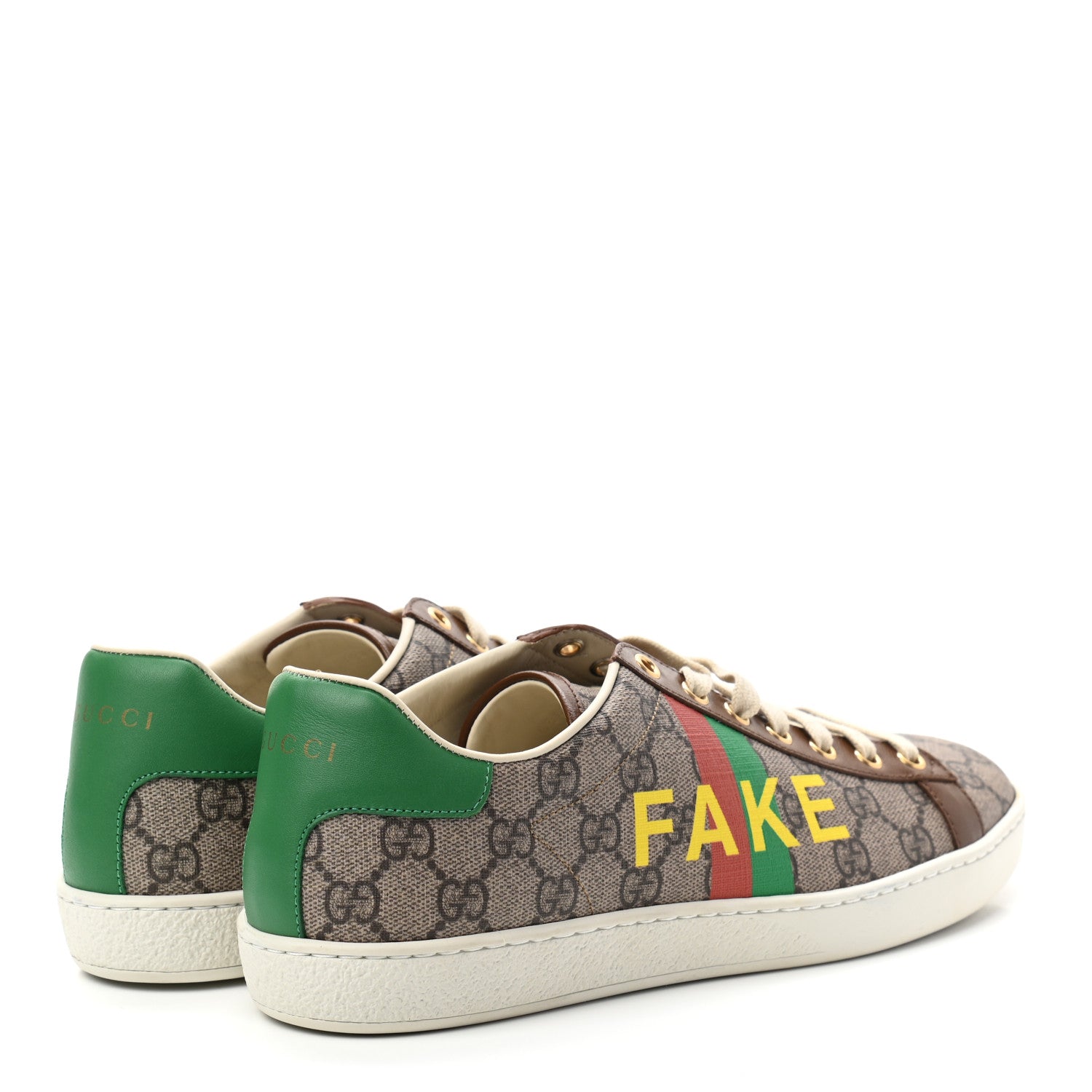 Gucci GG Supreme Monogram Fake/Not Womens Ace Sneakers 41 Beige New Shamarock Brown Sugar 4 of 8