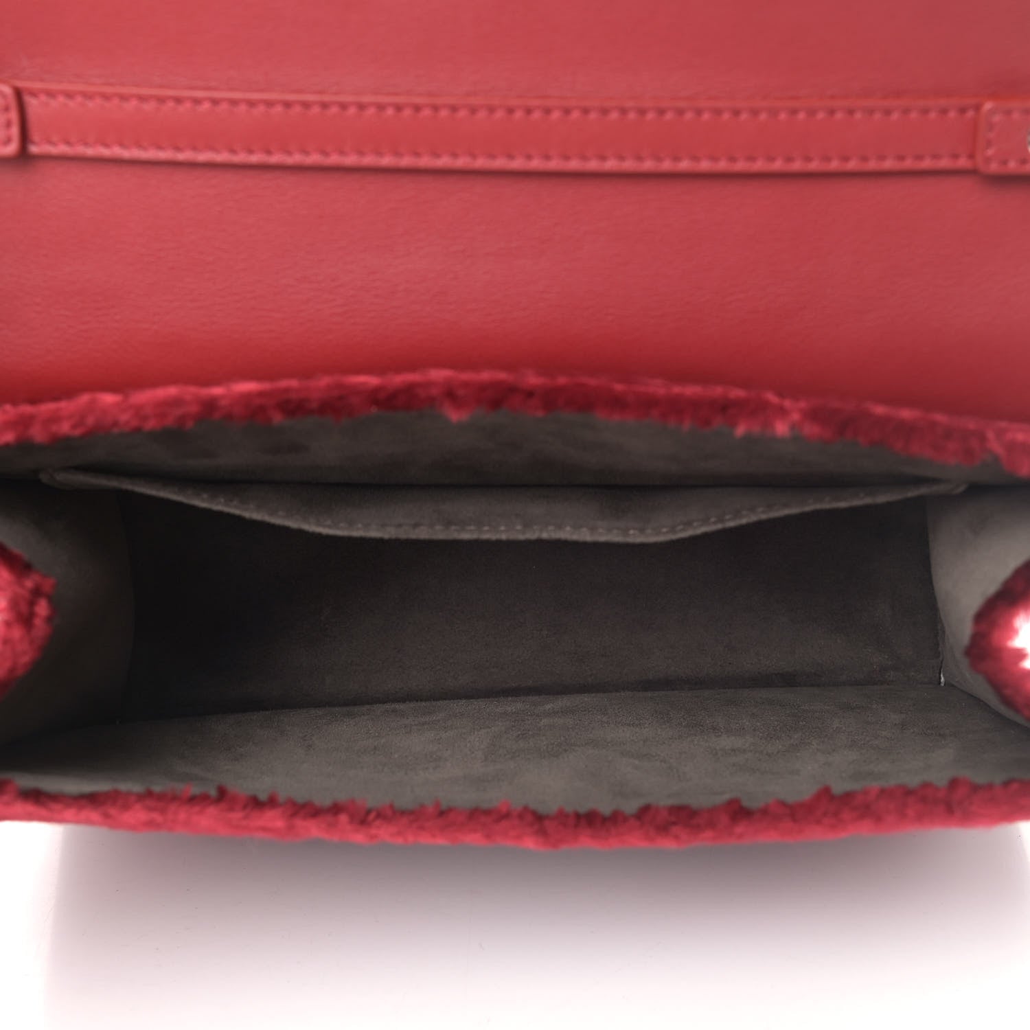 Fendi Velluto Astrakan Vitello Dolce F is Fendi Kan I Shoulder Bag Rosso 4 of 11