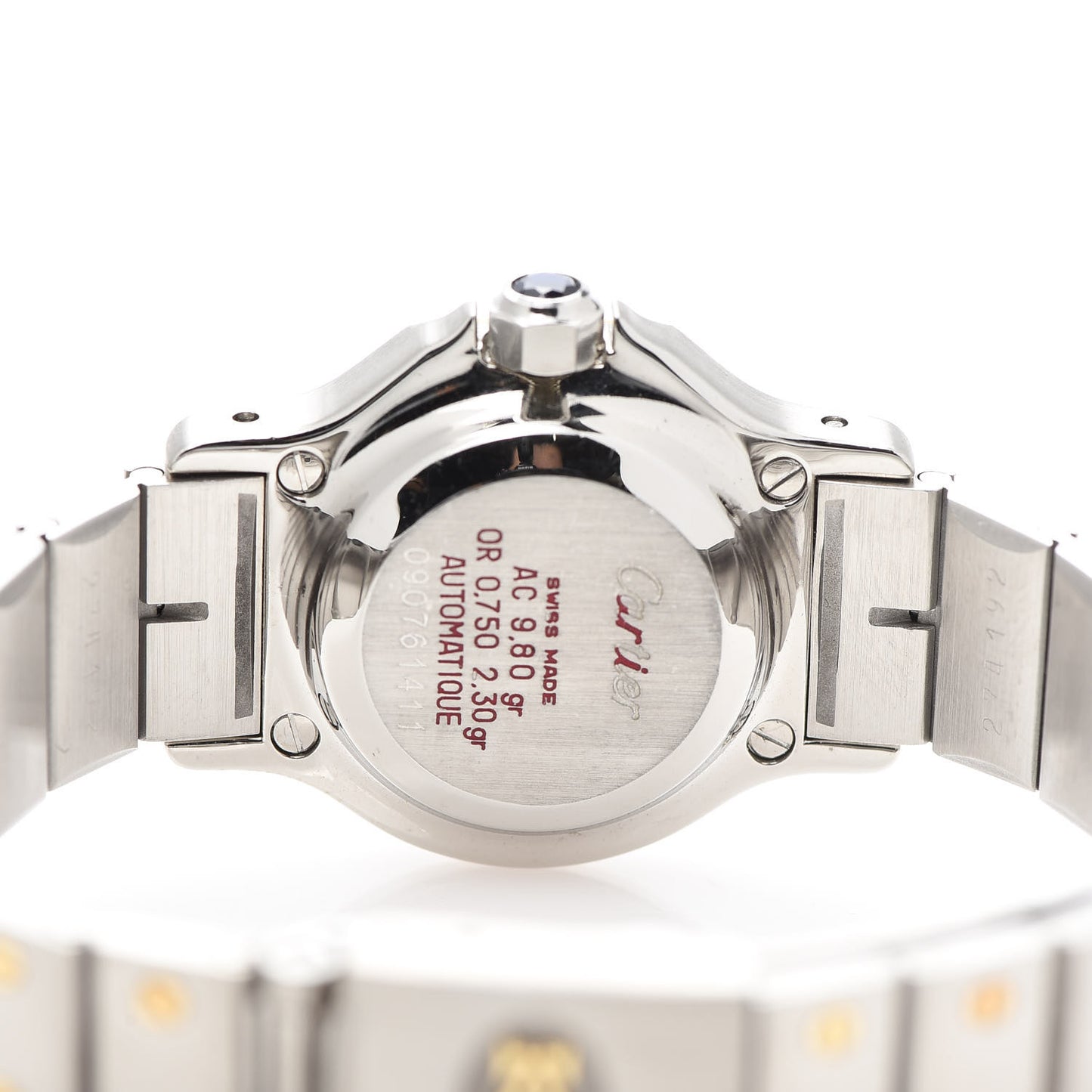 Stainless Steel 18K Yellow Gold 25mm Santos Octagon Automatic Watch Gray