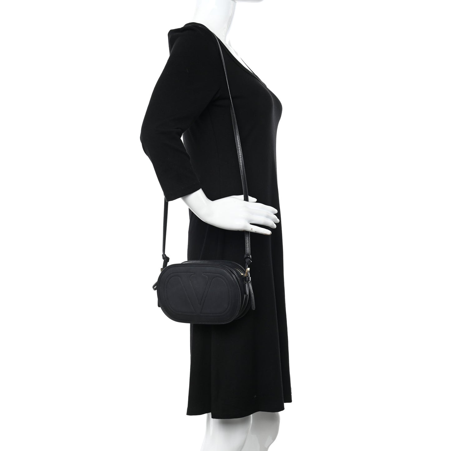 Calfskin Small Logo Go Crossbody Bag Black