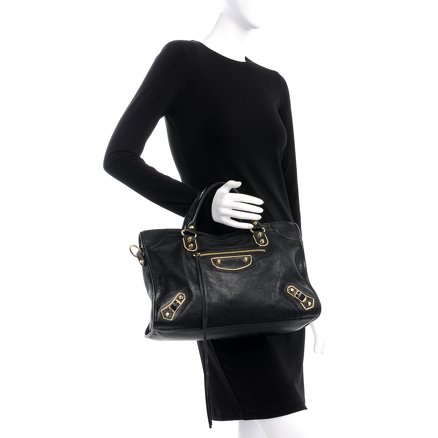 Balenciaga Chevre Gold Metallic Edge Hardware City Black 3 of 8