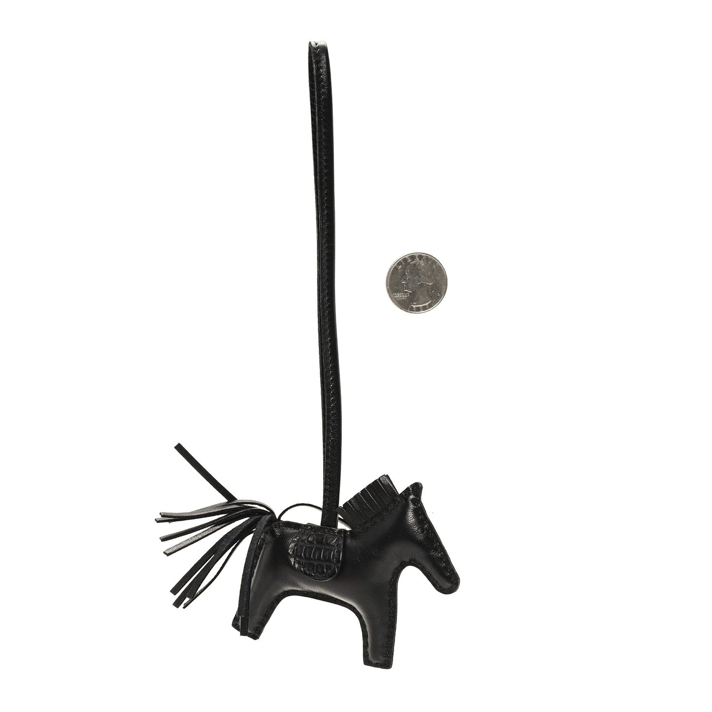 Milo Lambskin Matte Alligator Touch Grigri Rodeo Horse Bag Charm PM So Black