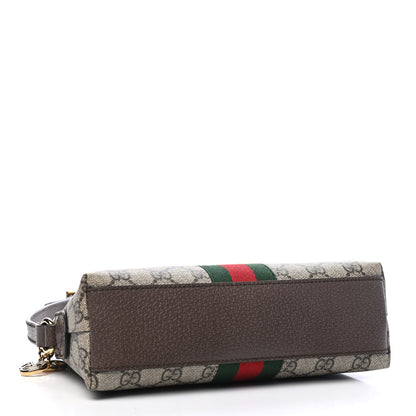 Gucci GG Supreme Monogram Textured Dollar Calfskin Web Small Ophidia Dome Shoulder Bag Beige Ebony New Acero 3 of 7