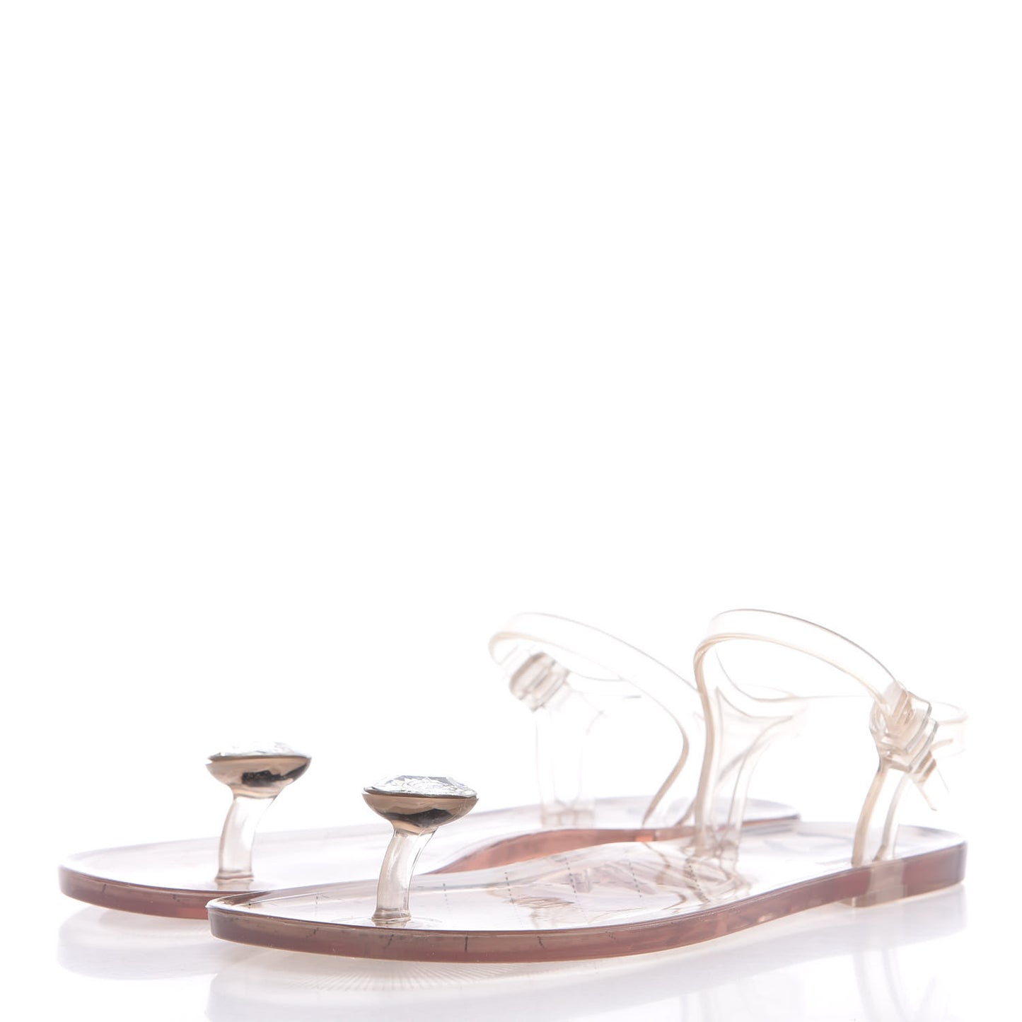 Jelly Crystal CC Thong Sandals 36 Clear