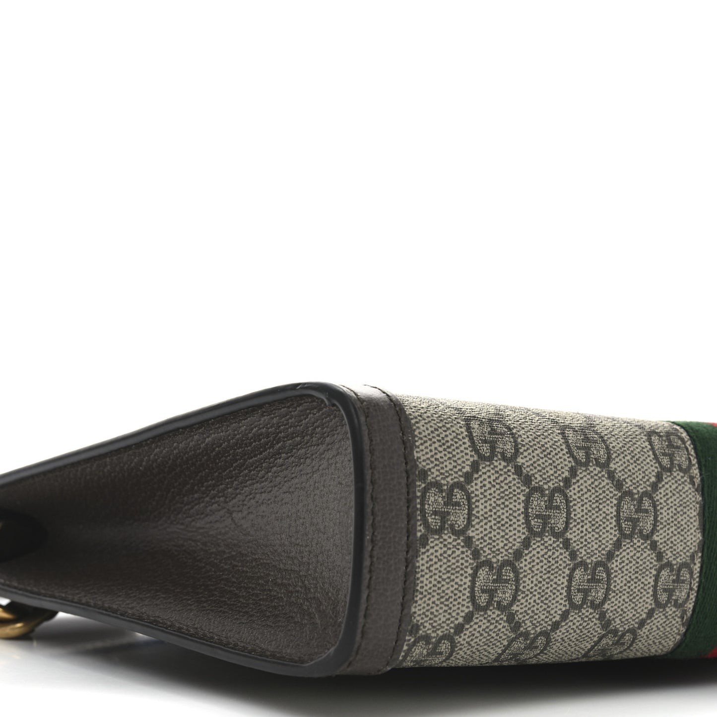 GG Supreme Monogram Textured Dollar Calfskin Web Small Ophidia Wristlet Pouch Beige Ebony New Acero