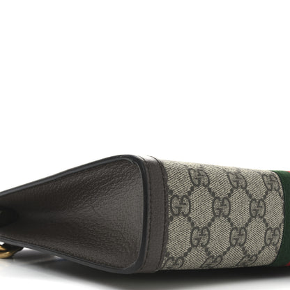 Gucci GG Supreme Monogram Textured Dollar Calfskin Web Small Ophidia Wristlet Pouch Beige Ebony New Acero 6 of 8