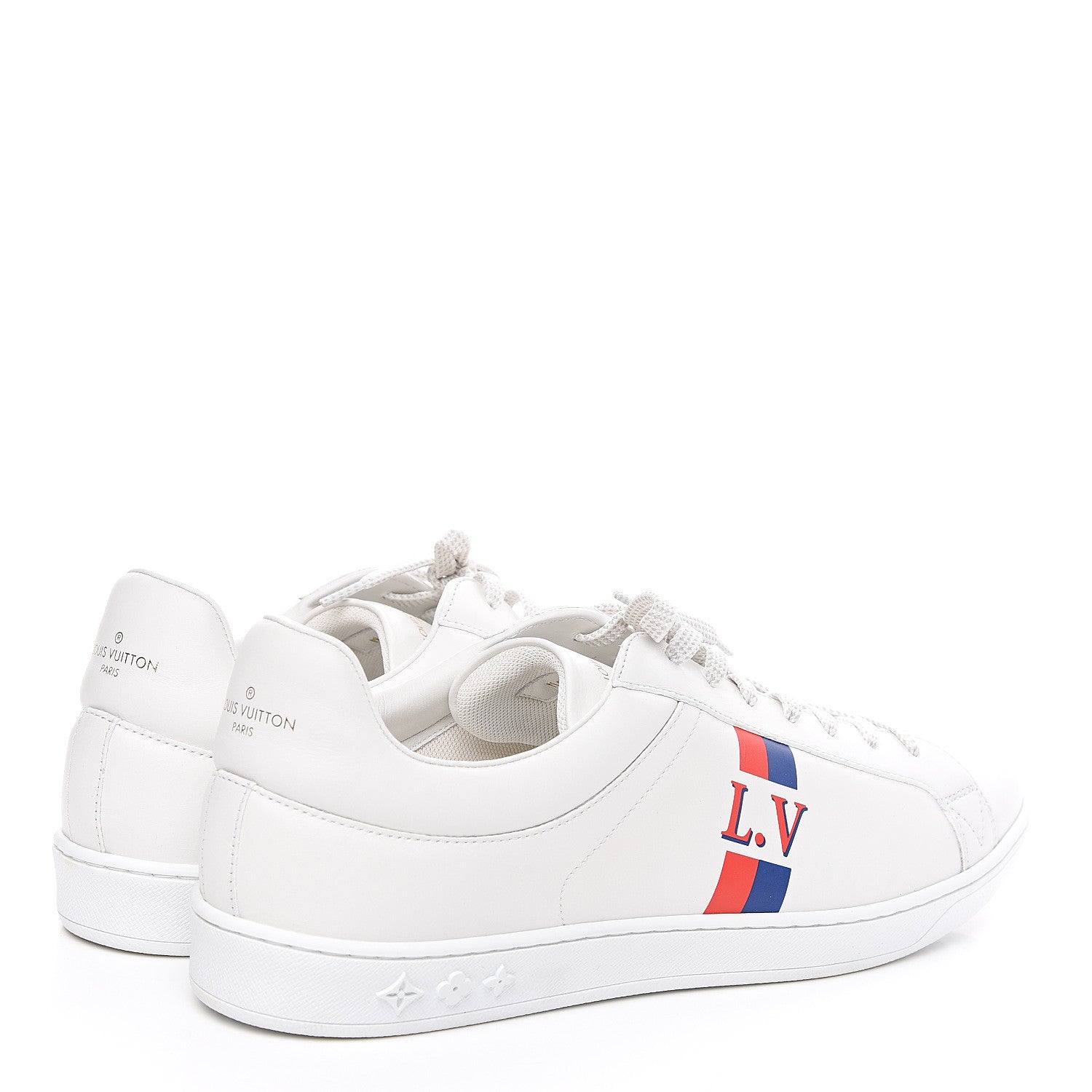 Louis Vuitton Calfskin Luxembourg Sneakers 10 White Red Blue 4 of 10