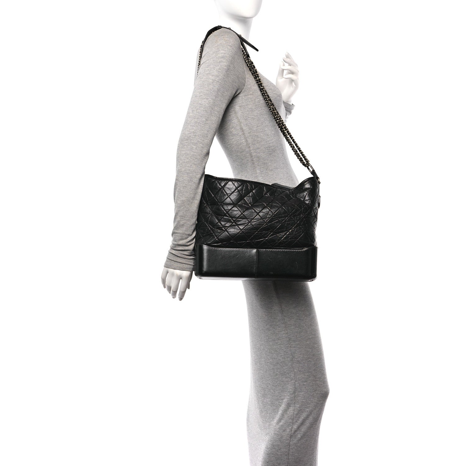 Chanel Aged Calfskin Quilted Large Gabrielle Hobo  Black 2 of 15