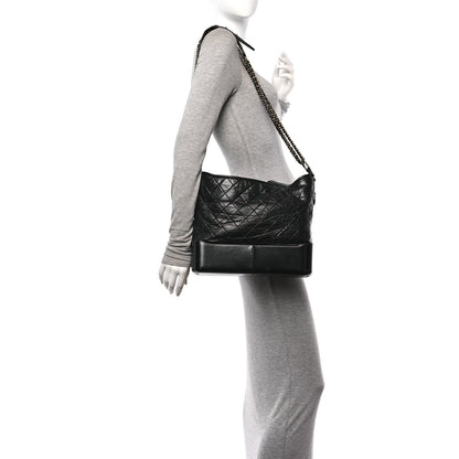 Chanel Aged Calfskin Quilted Large Gabrielle Hobo  Black 2 of 15