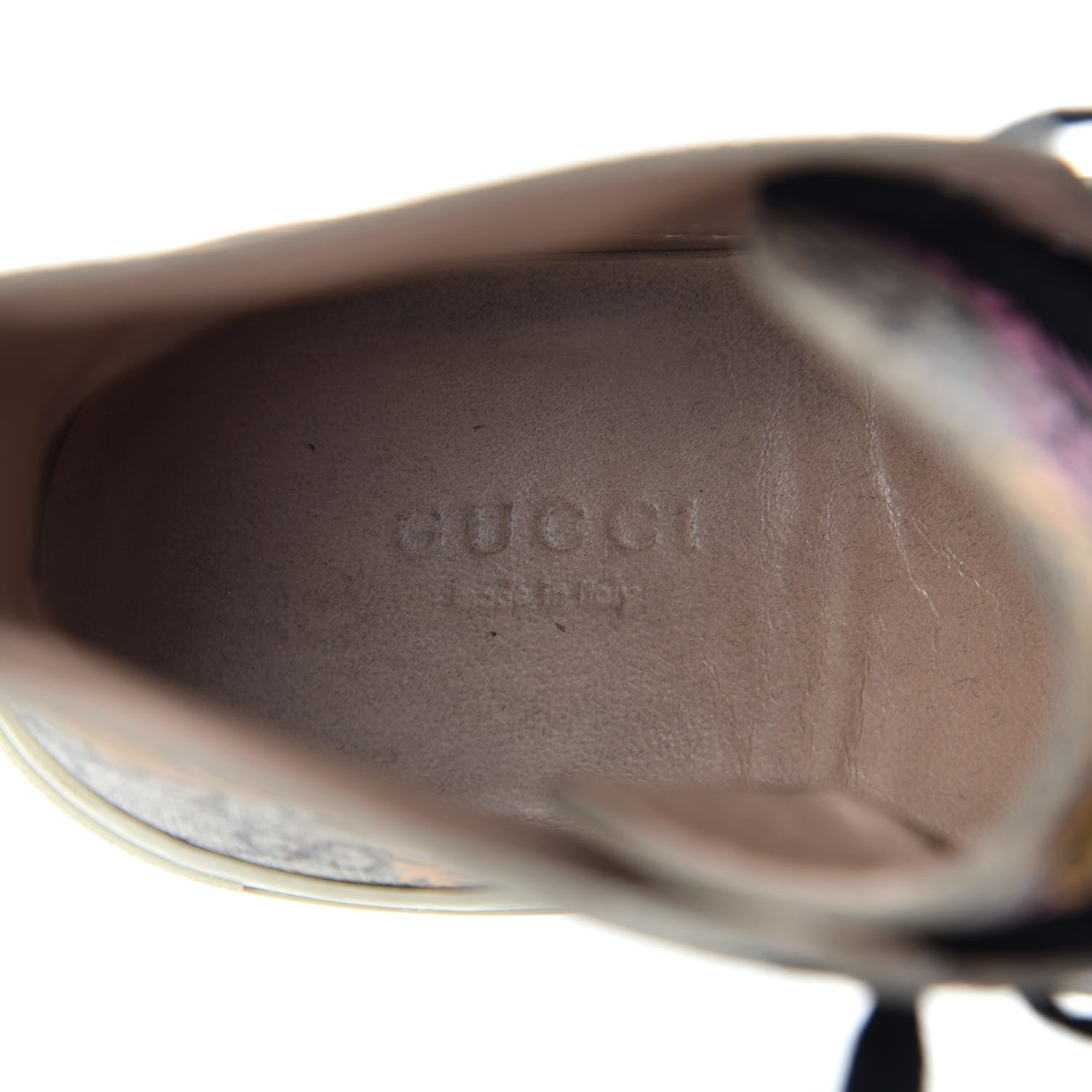 Gucci GG Supreme Monogram Bengal Pearl Womens High Top Sneakers 38.5 Beige Pink 8 of 10