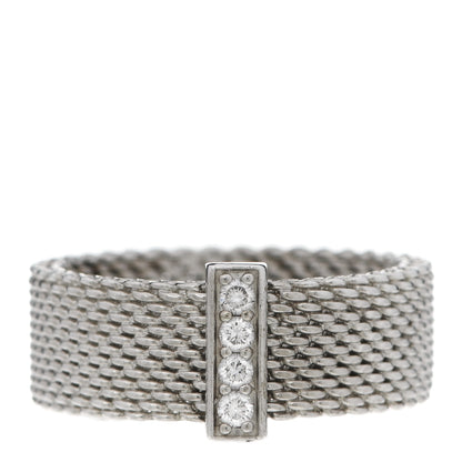 Tiffany Sterling Silver Diamond Somerset Mesh Ring 52 6 1 of 4