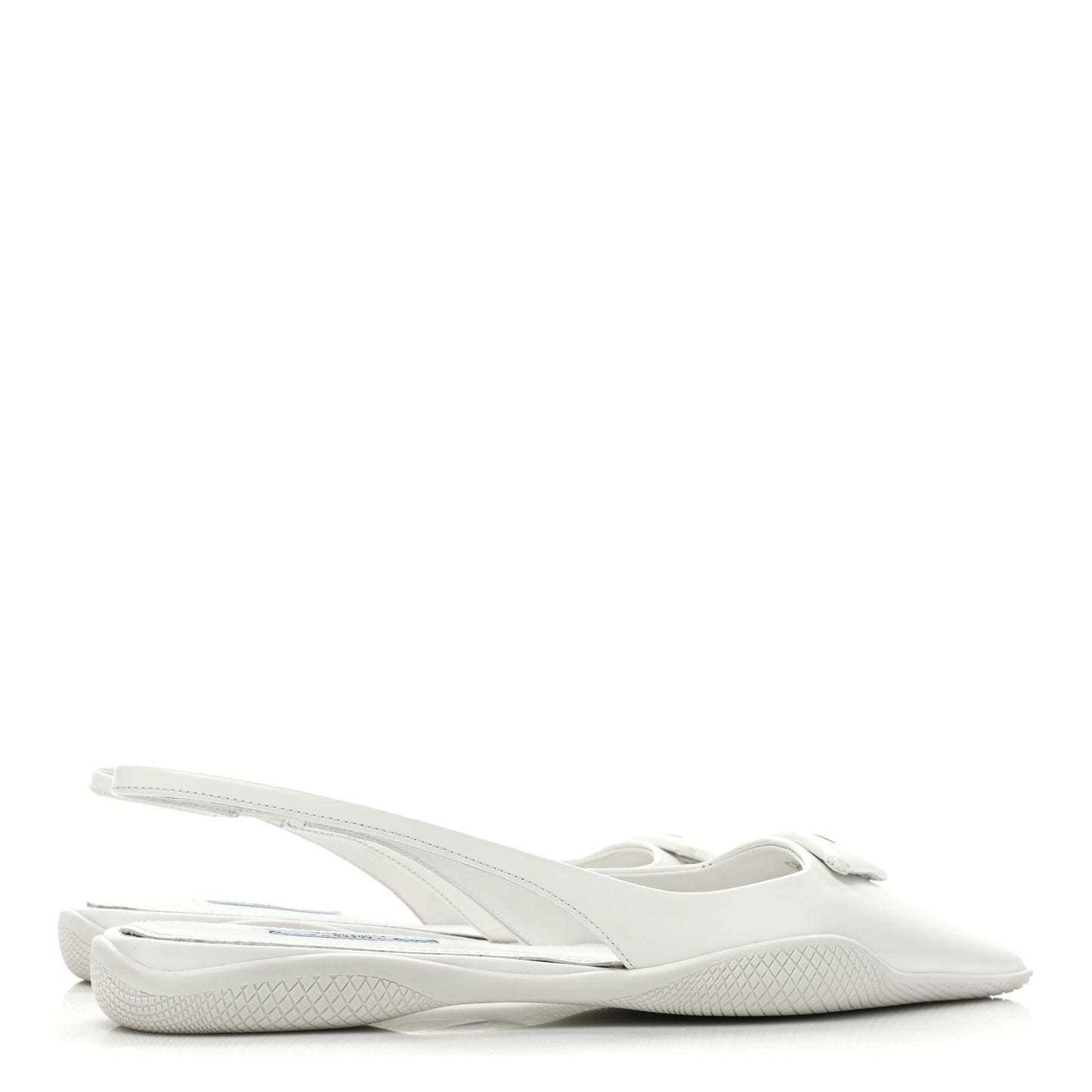 Spazzolato Triangle Logo Pointed Toe Slingback Flats 37 White