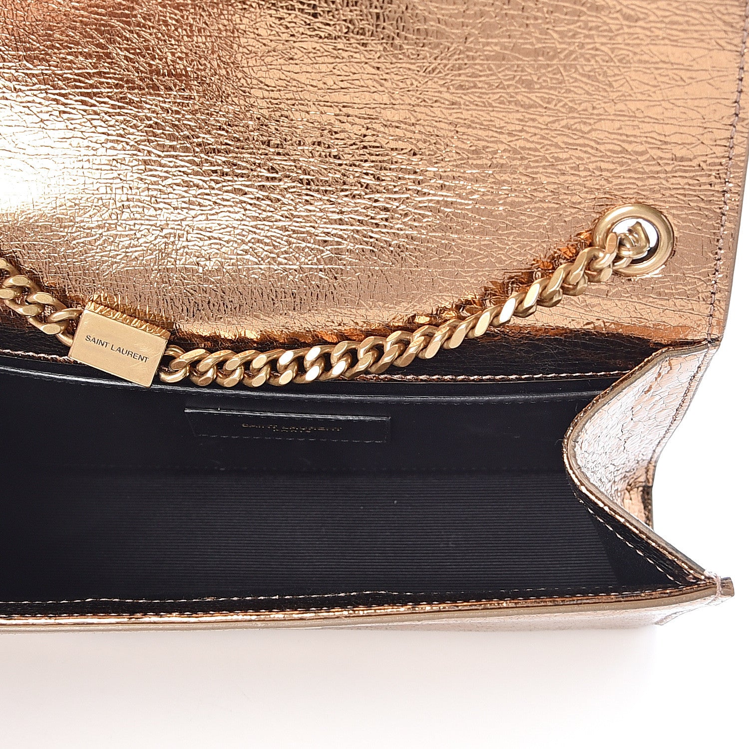 Saint Laurent Metallic Calfskin Small Classic Monogram Kate Satchel Bronze 5 of 9