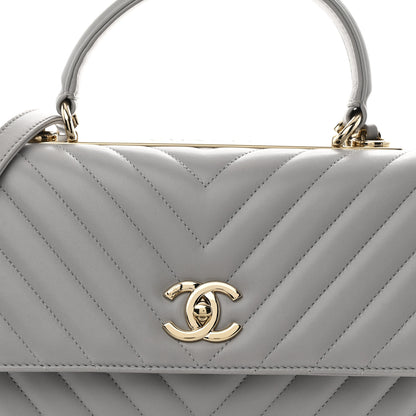 Chanel Lambskin Chevron Quilted Medium Trendy CC Dual Handle Flap Bag Grey 10 of 13