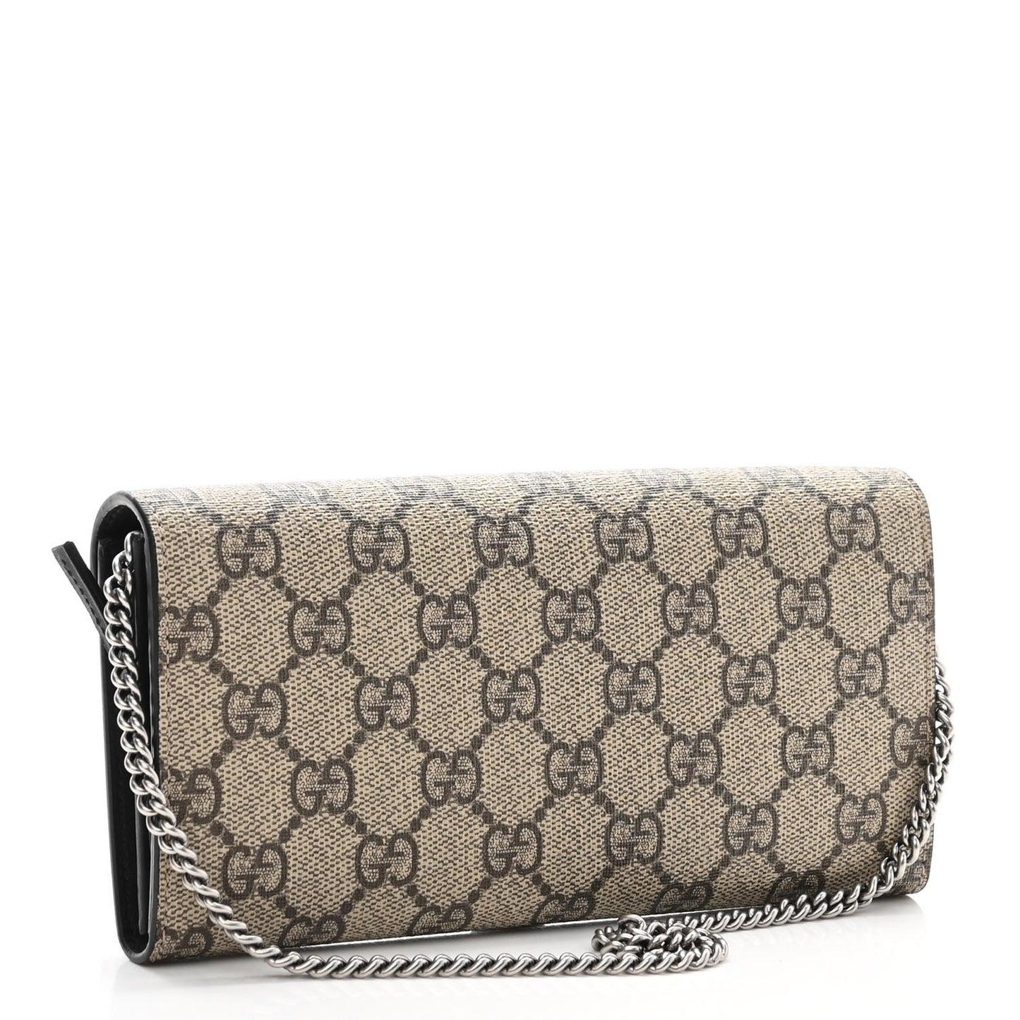 GG Supreme Monogram Dionysus Chain Clutch Wallet Beige Black