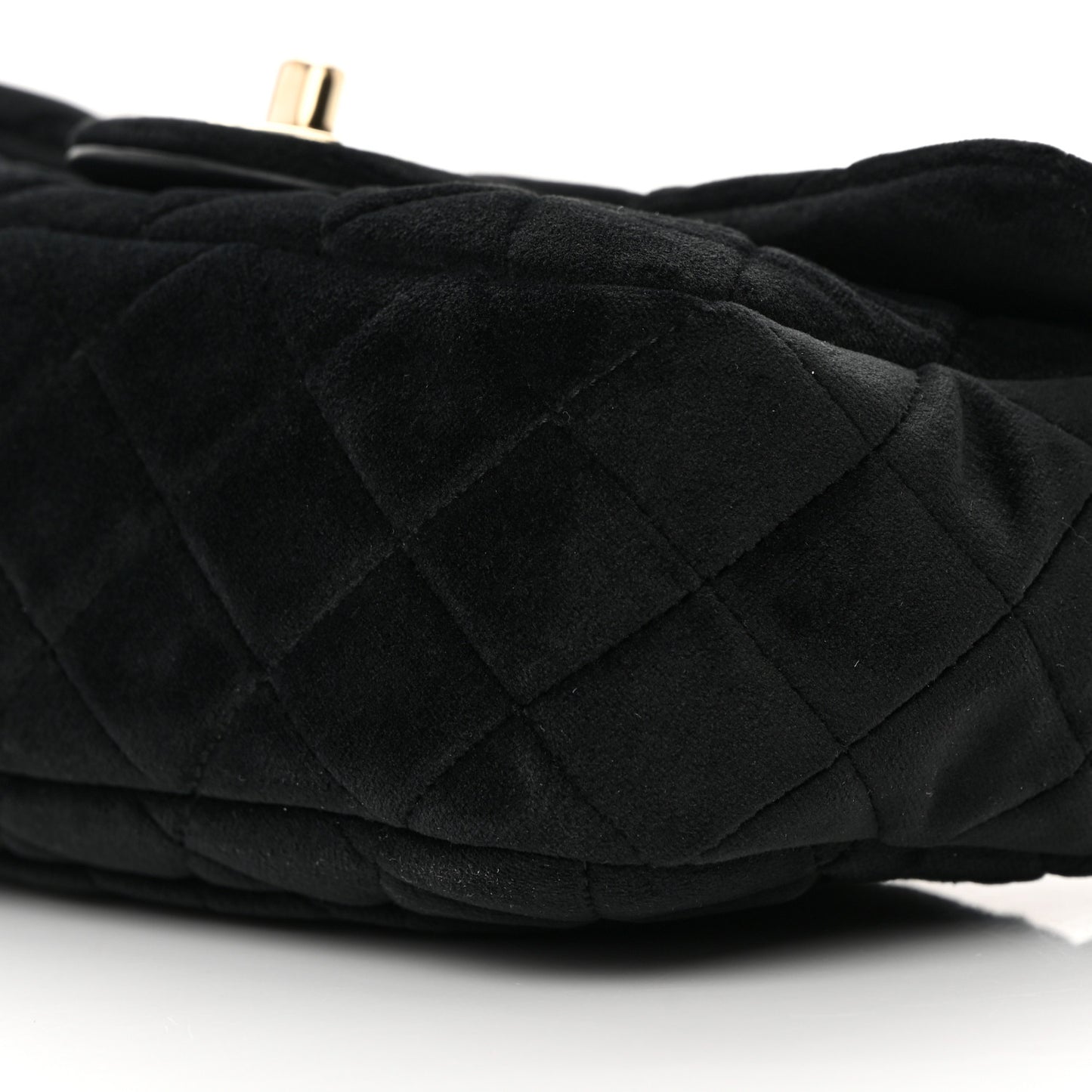 Velvet Quilted Mini Rectangular Pearl Crush Flap Black