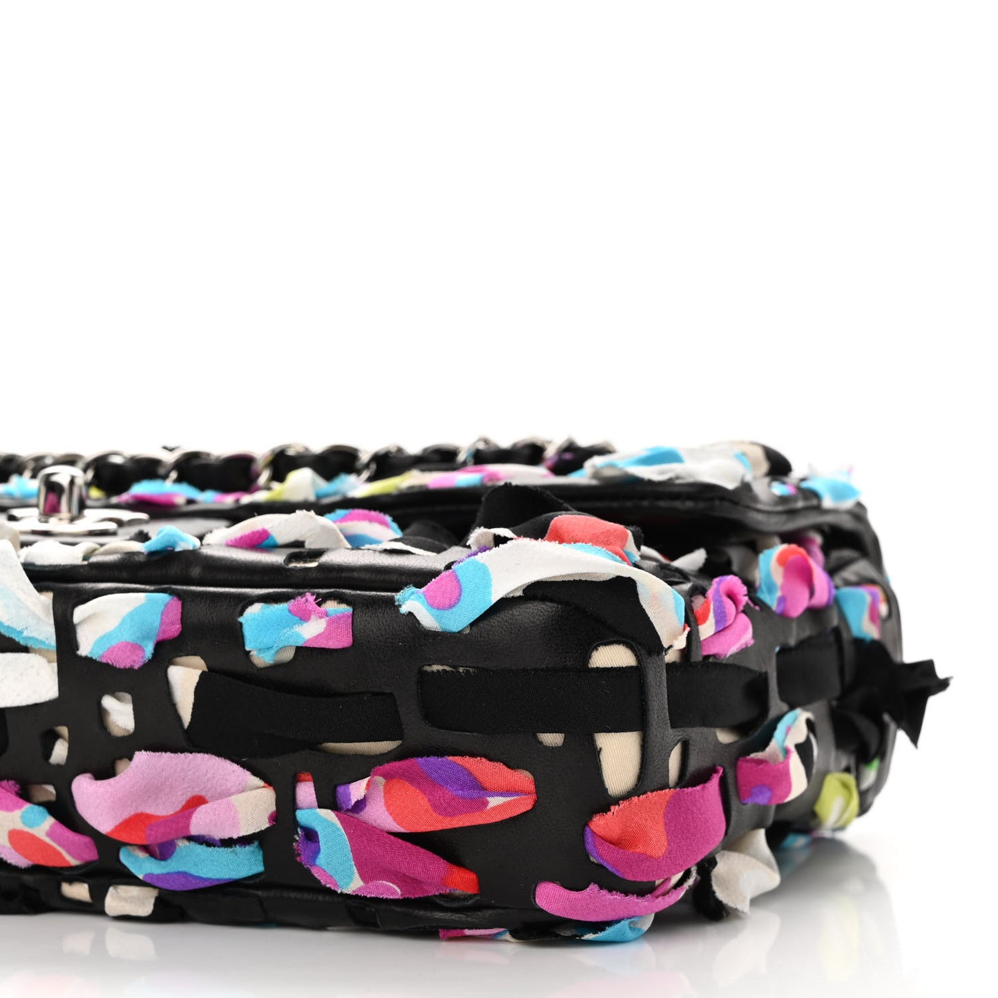 Silk Lambskin Ribbon Classic Flap Bag Turquoise Multicolor