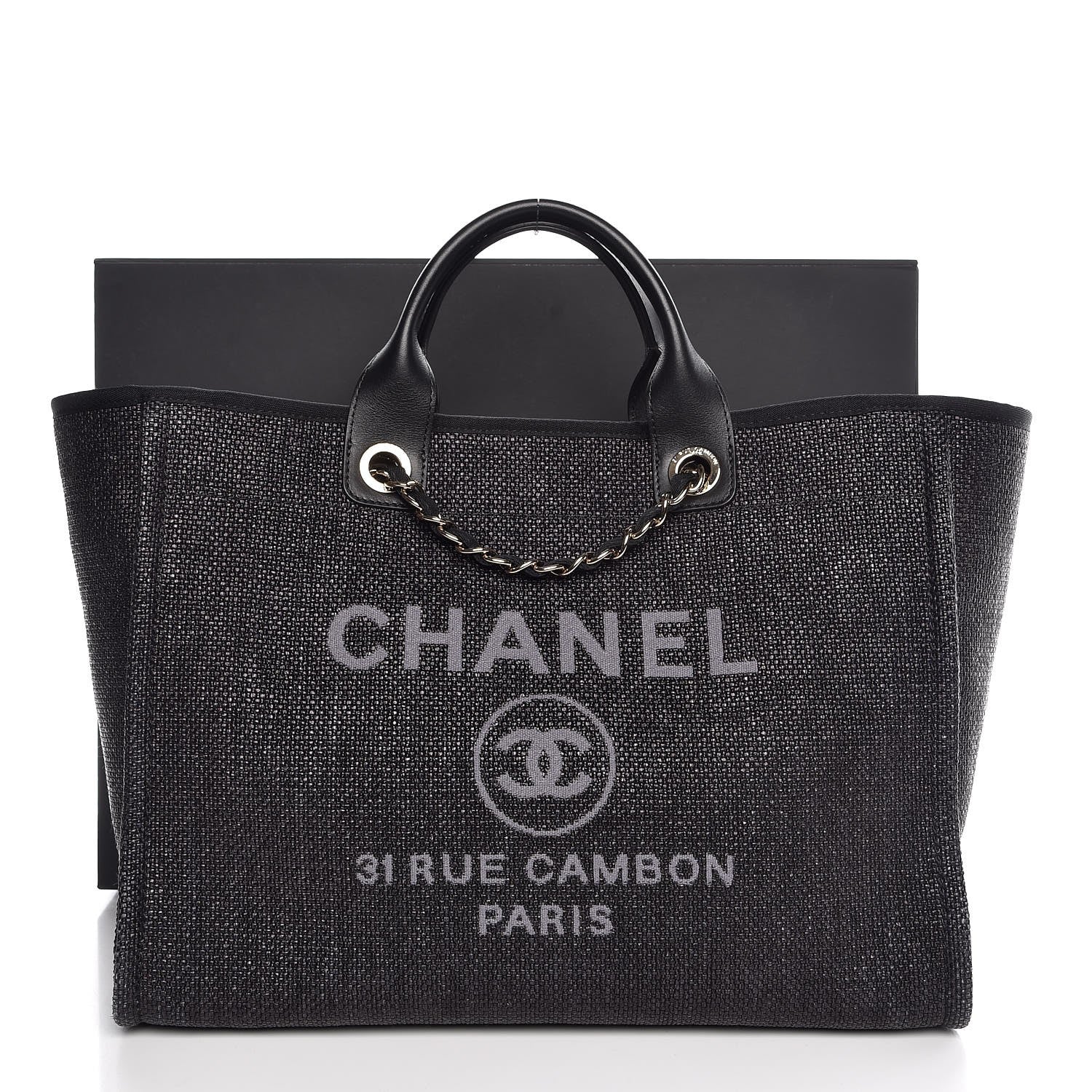 Chanel Woven Straw Raffia Large Deauville Tote Black 12 of 12