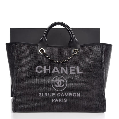 Chanel Woven Straw Raffia Large Deauville Tote Black 12 of 12