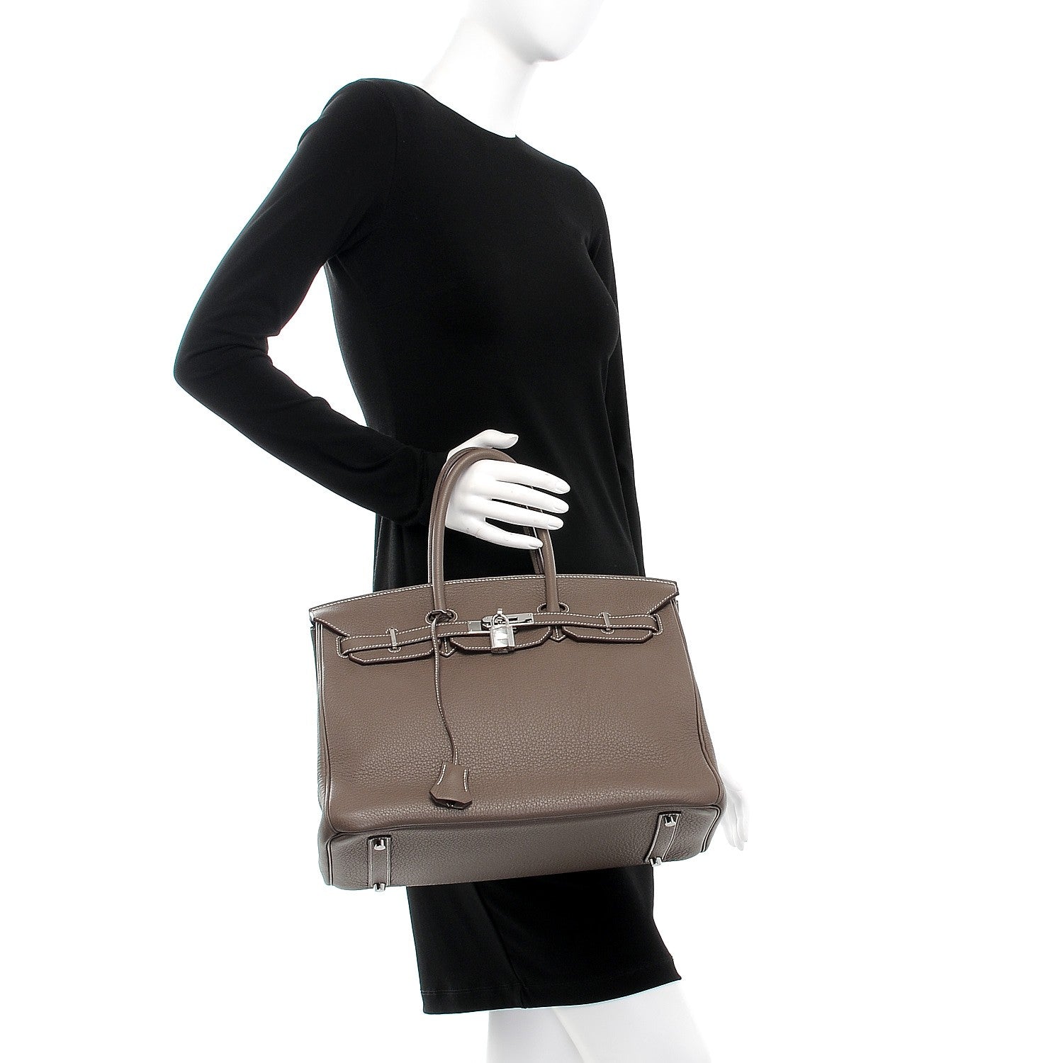 Hermes Taurillon Clemence Birkin 35 Etoupe 2 of 30