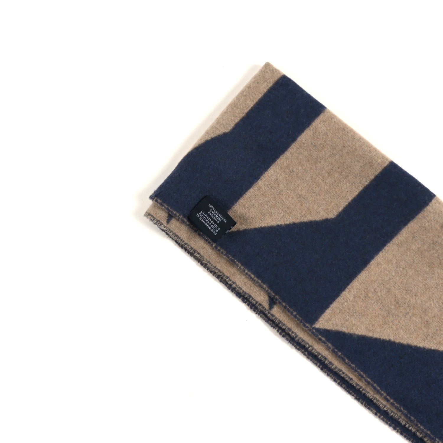 Hermes Cashmere Casaque Optique Muffler Bleu Beige Naturel 3 of 4