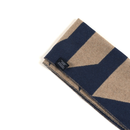Hermes Cashmere Casaque Optique Muffler Bleu Beige Naturel 3 of 4