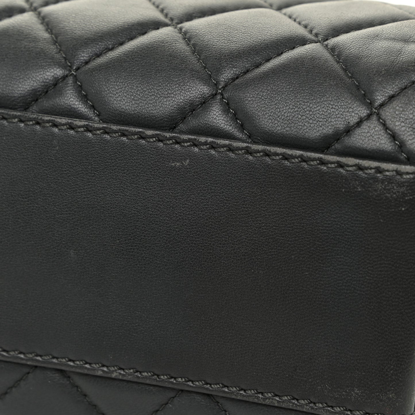 Lambskin Quilted Jumbo Coco Loop Flap Charcoal Grey