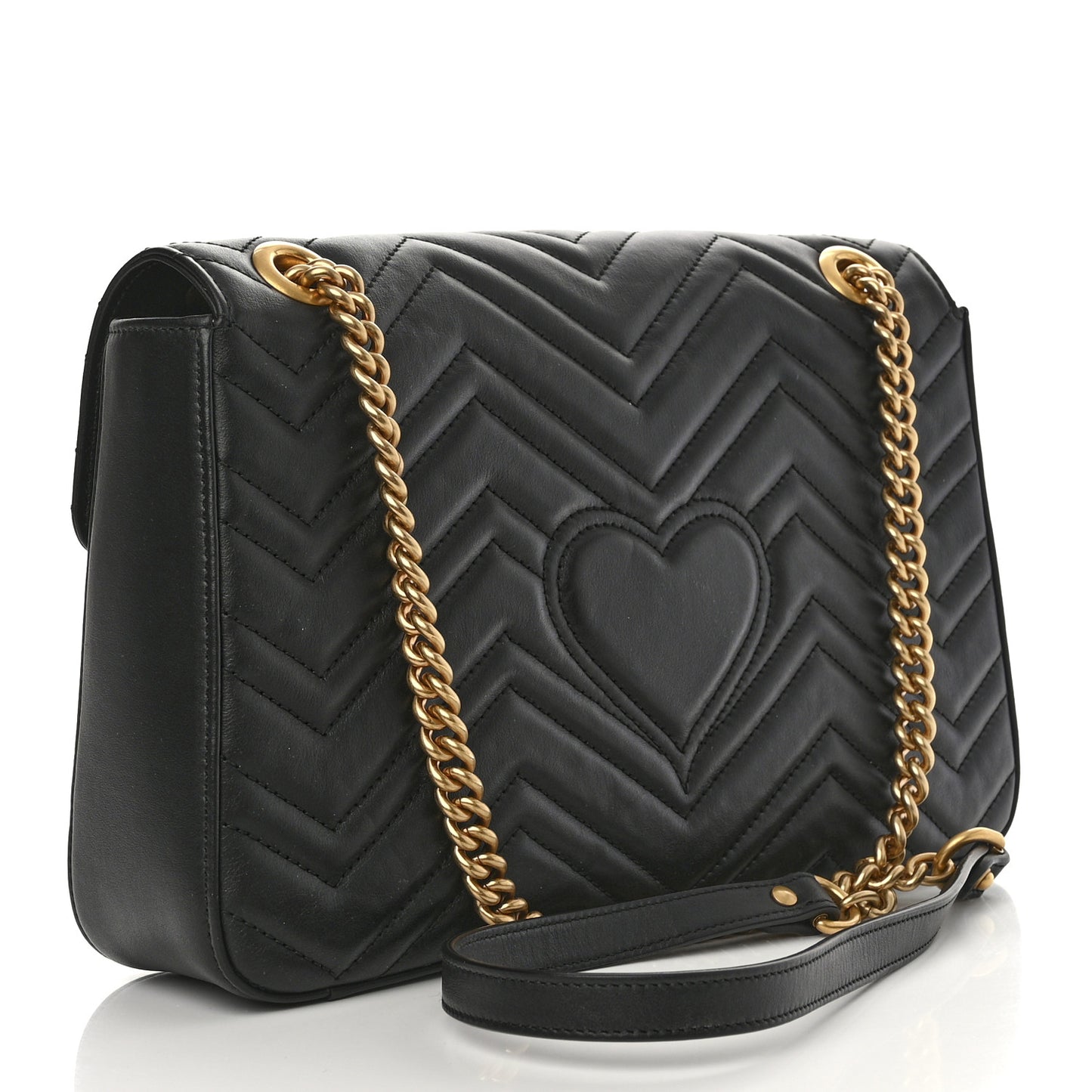 Calfskin Matelasse Animal Studs Medium GG Marmont Shoulder Bag Black