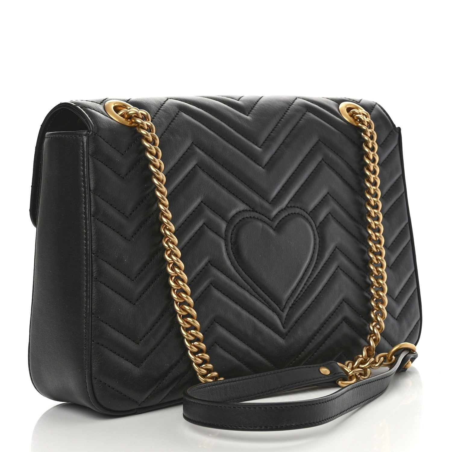 Gucci Calfskin Matelasse Animal Studs Medium GG Marmont Shoulder Bag Black 3 of 11