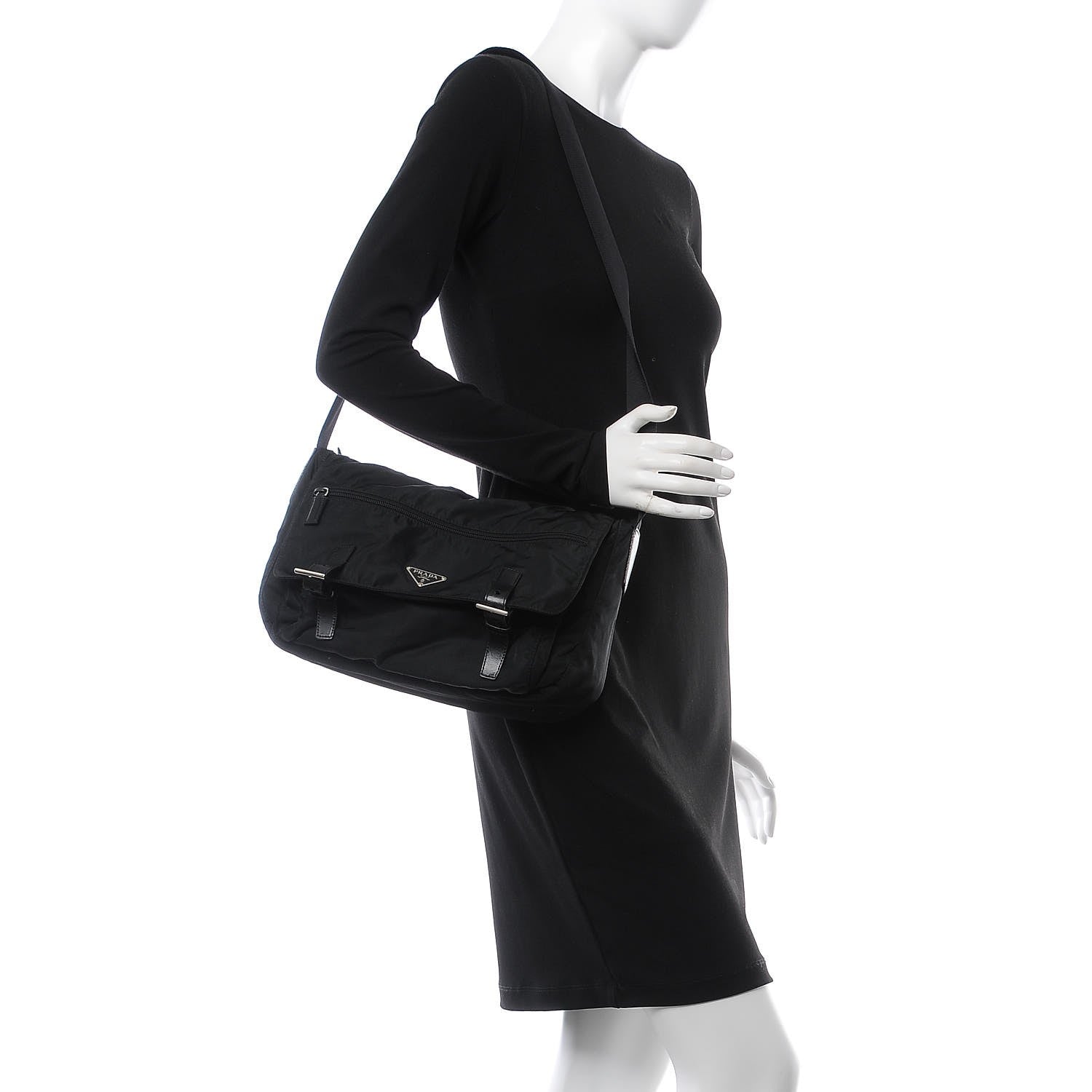 Prada Tessuto Nylon Messenger Bag Black 2 of 6